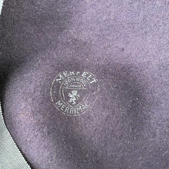 Vintage 60’s Beret Merfelt Merrimac Wool Hat Purple Navy Blue 22” - Picture 7 of 8
